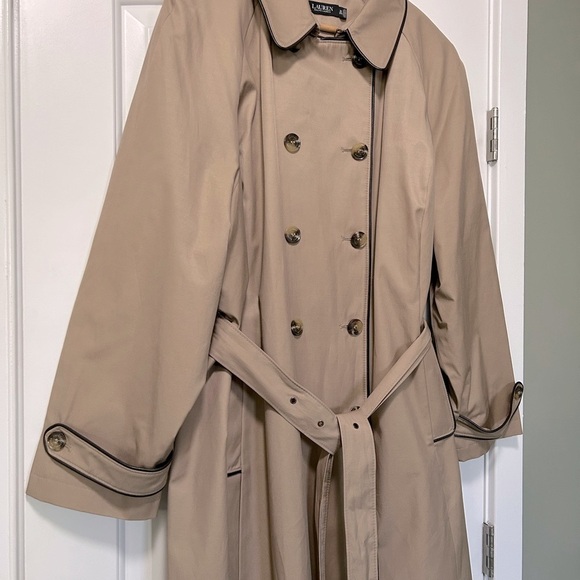 Lauren Ralph Lauren Water Repellent Cotton Blend Belted Trench Coat 3X - Picture 2 of 13